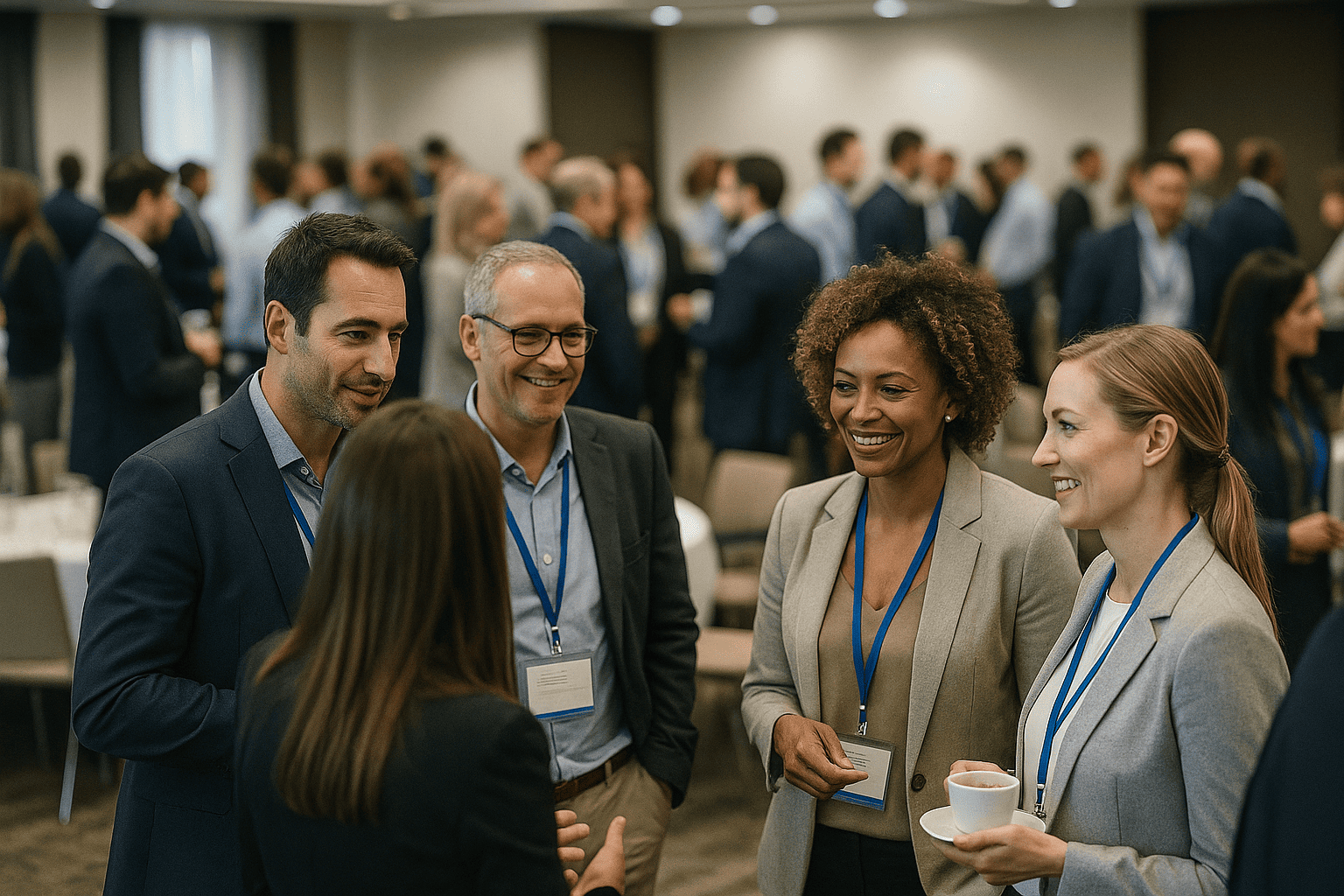 Employeur qui félicite ses salariés lors d'un séminaire